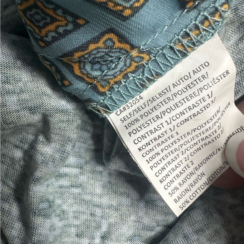 Anthropologie Tiny Kumiko Mix Print Blouse Large teal turquoise embroidered tank - Picture 11 of 12